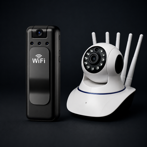 Kit Oficina Segura – Cámara Robot 360° + Mini Cámara Portátil Premium