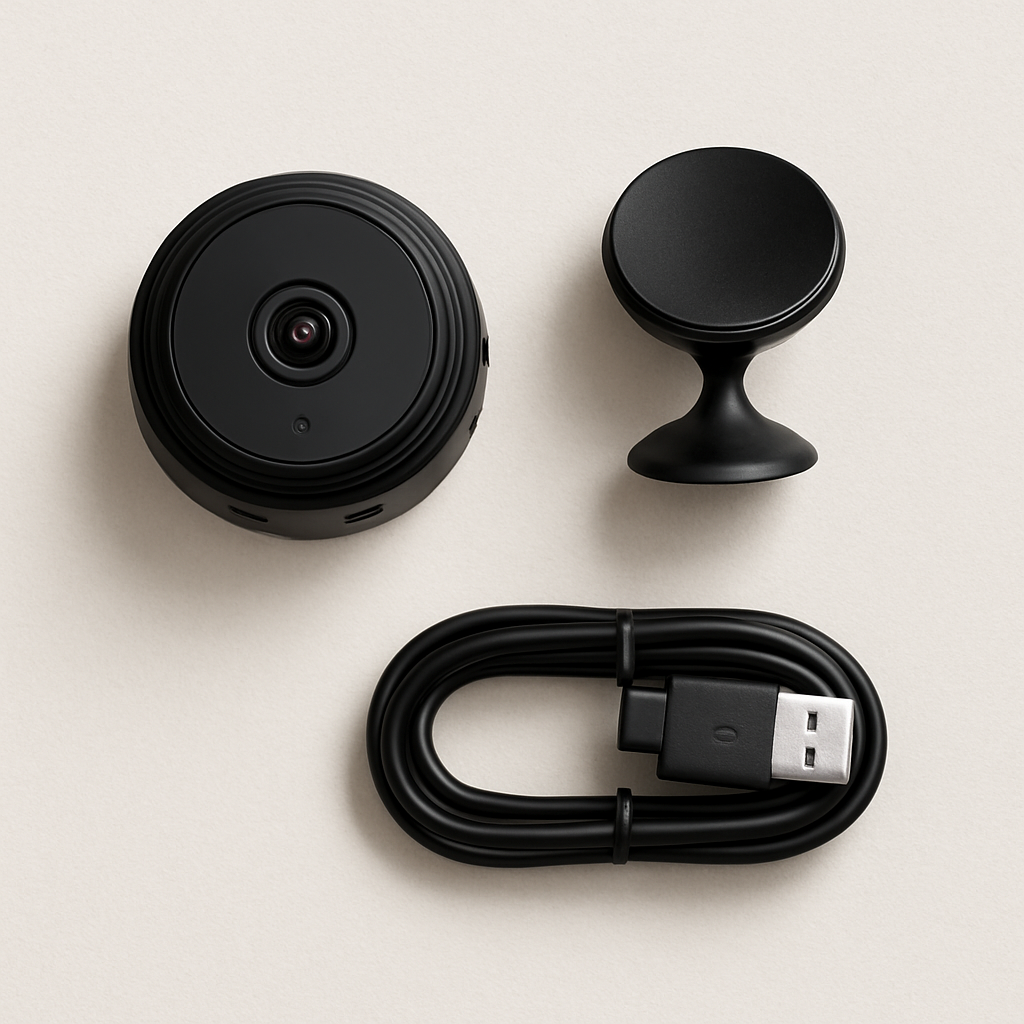 MiniGuard 1080P con base magnética y cable USB