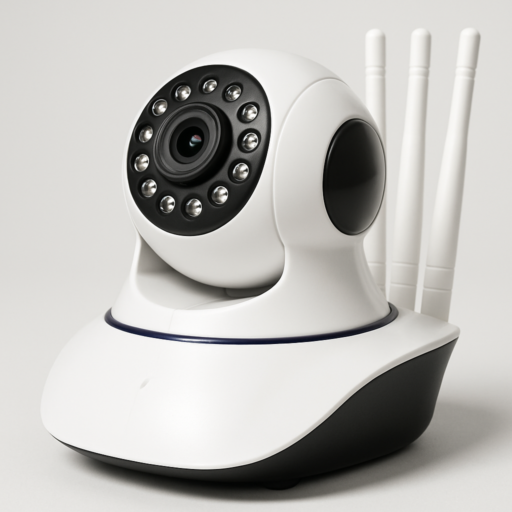 SecurCam 360 Pro, detalle del lente y antenas