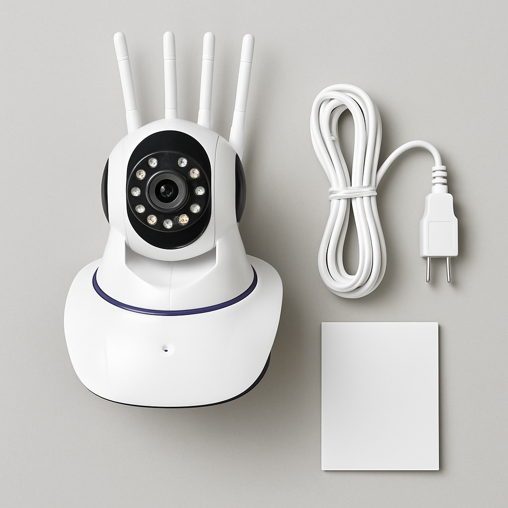 SecurCam 360 Pro con cable de alimentación y manual