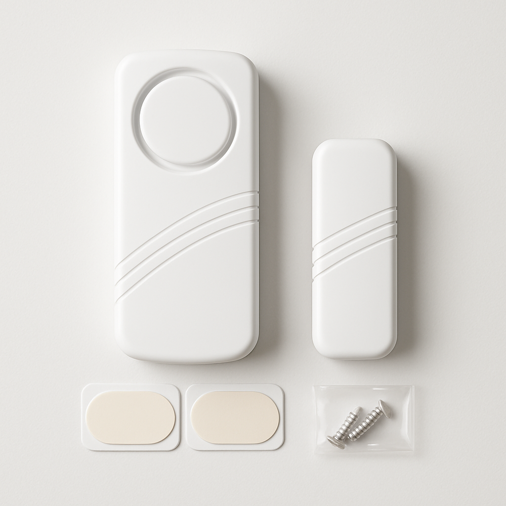 Alarma SecureBlock con cintas adhesivas y tornillos